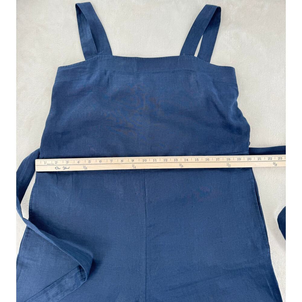 Quince Navy Linen Square Neck Jumpsuit Sleeveless Pantsuit One Piece M - Picture 7 of 9